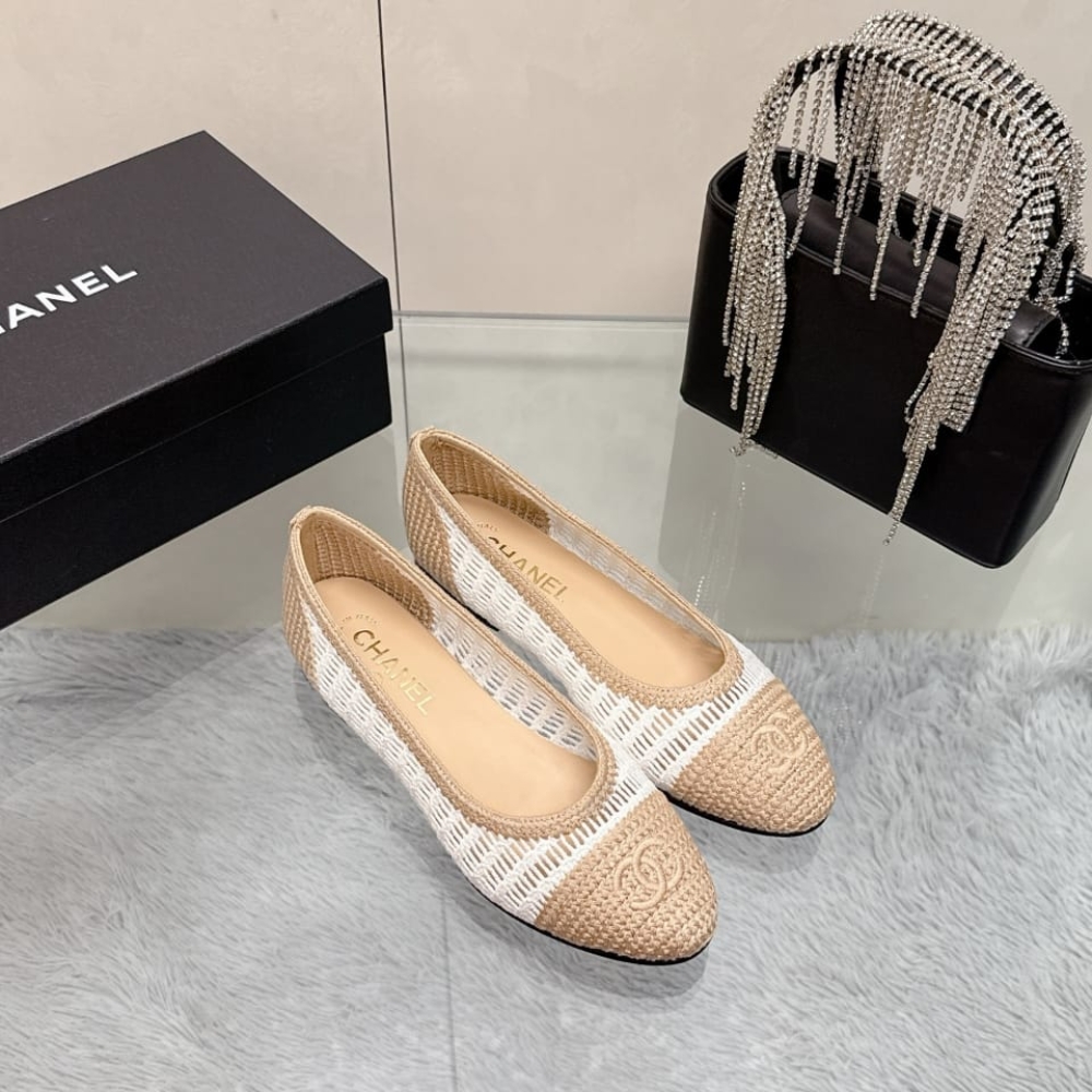 Chanel Ballet Flats Raffia White And Beige G46352 B19806 NAFBO - Image 2