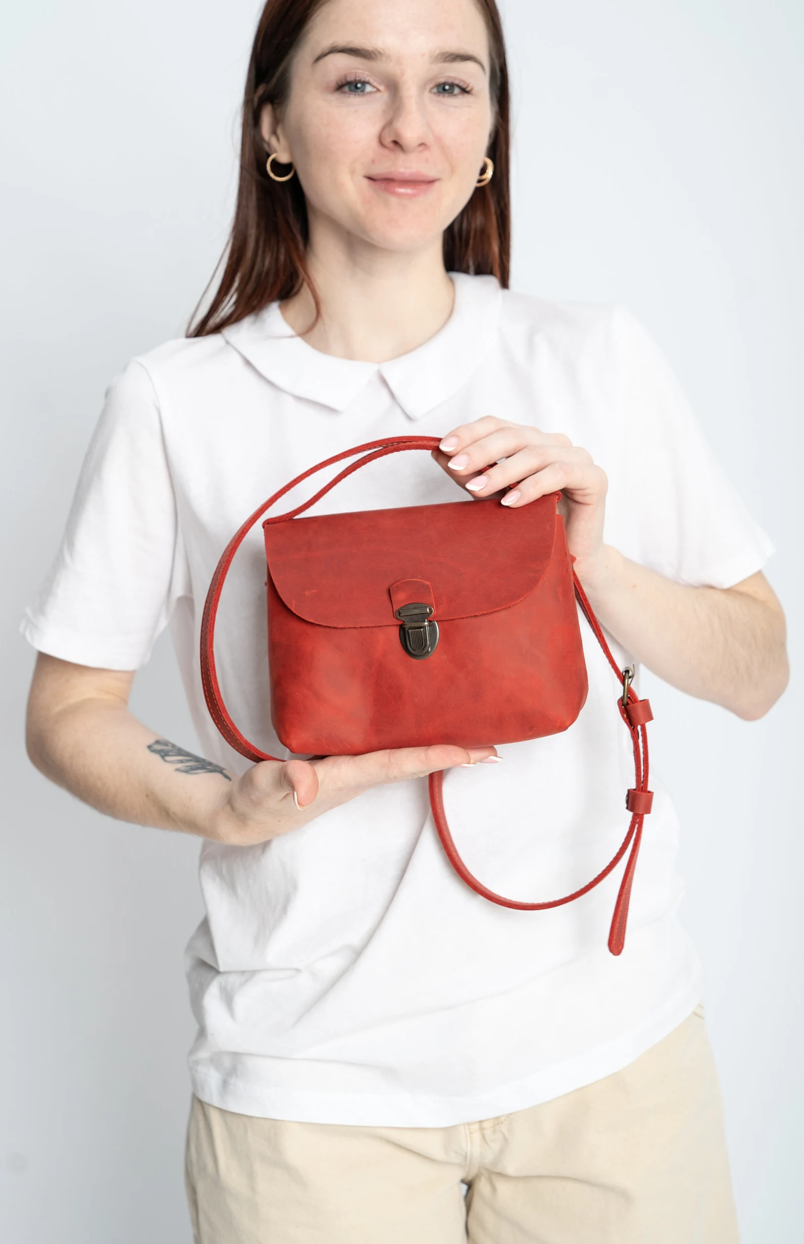 Mini Leather crossbody bag,Women city Bag - Image 9