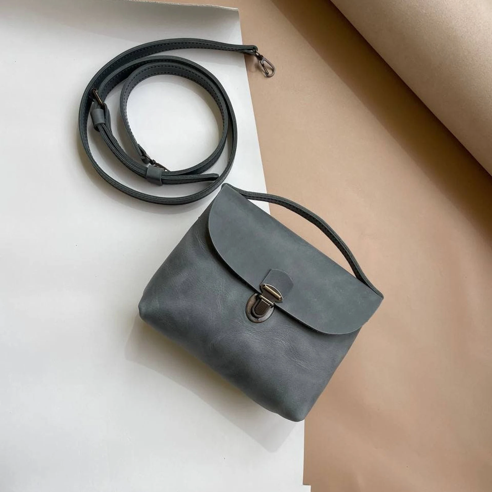 Mini Leather crossbody bag,Women city Bag - Image 5
