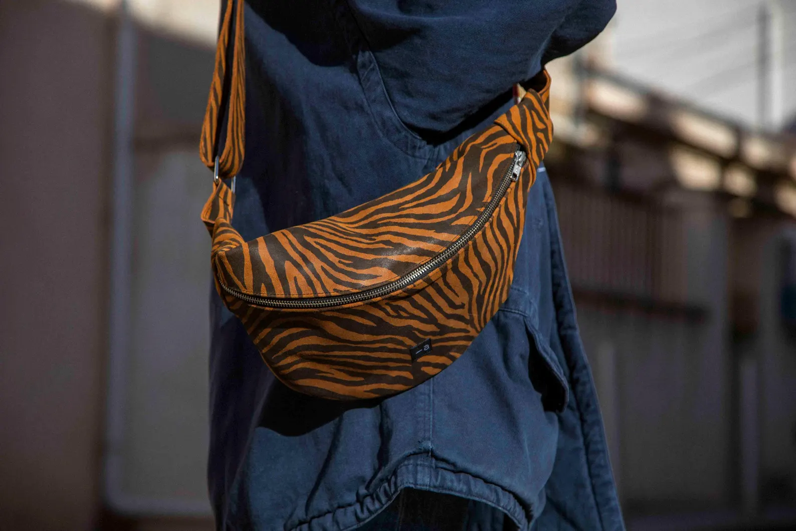 Nina Belt Bag in Grain Suede Calfskin - Brown Zebra - Image 2