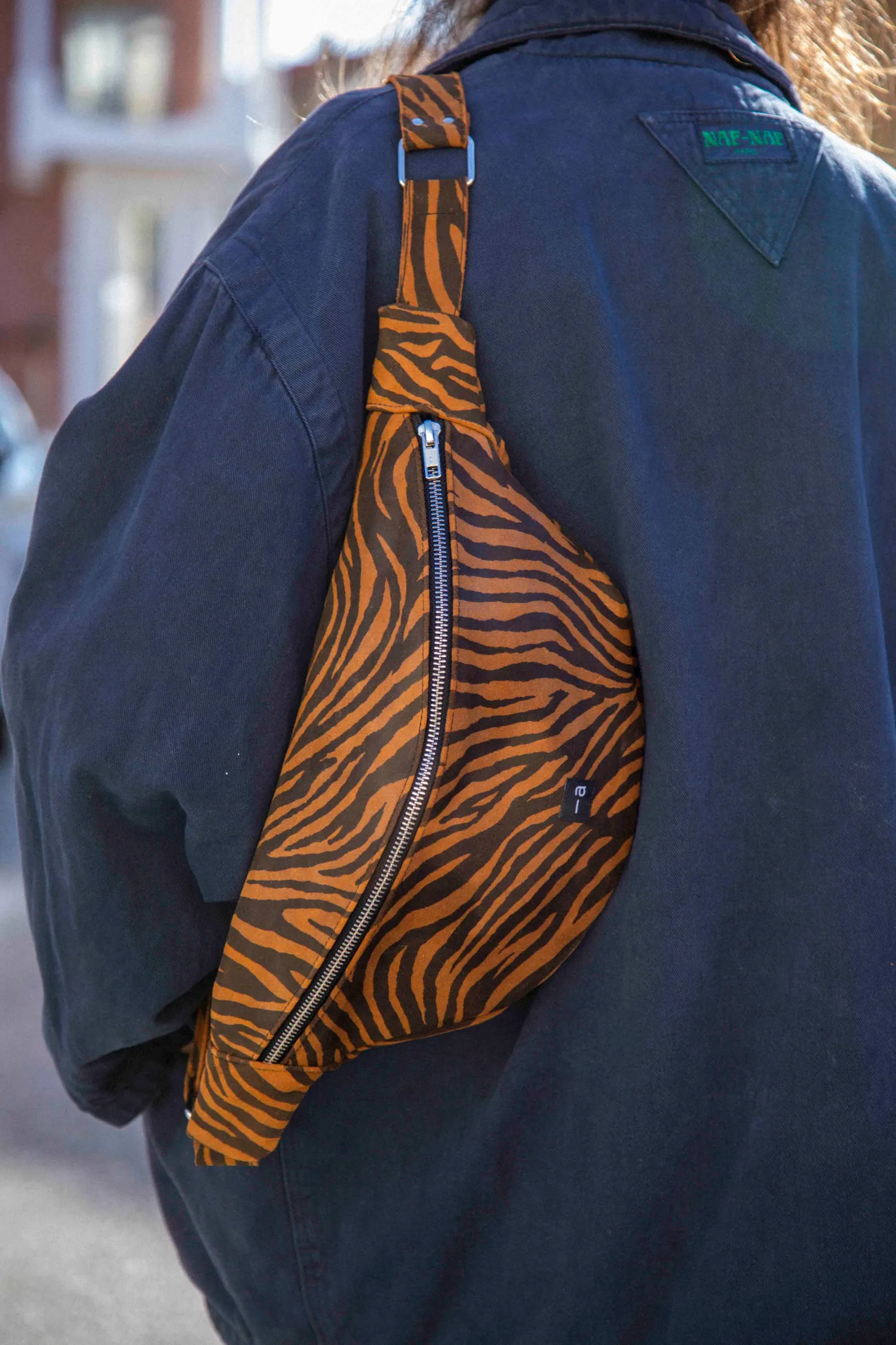 Nina Belt Bag in Grain Suede Calfskin - Brown Zebra - Image 3