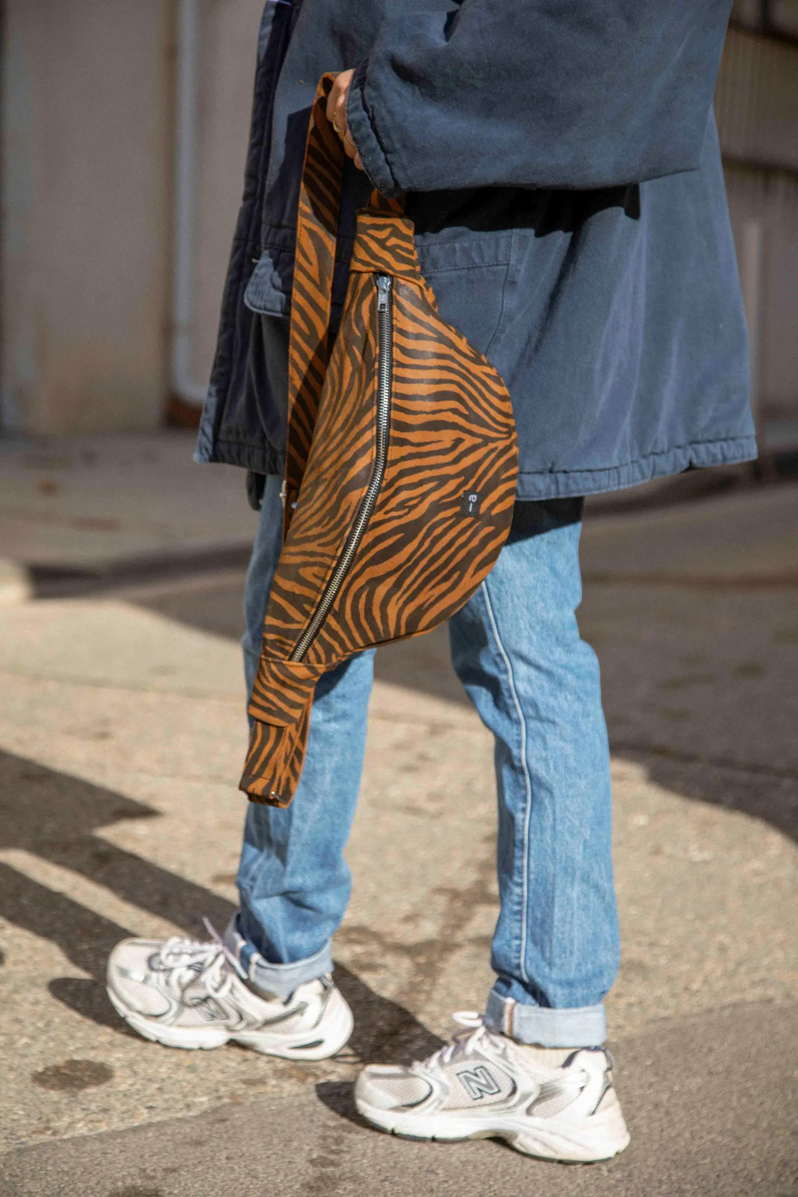 Nina Belt Bag in Grain Suede Calfskin - Brown Zebra - Image 4