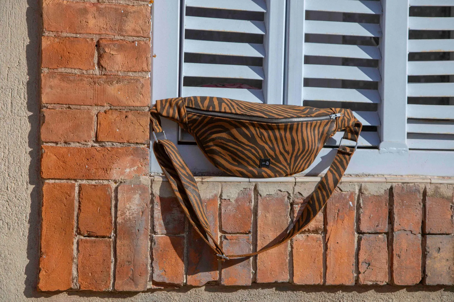Nina Belt Bag in Grain Suede Calfskin - Brown Zebra - Image 5