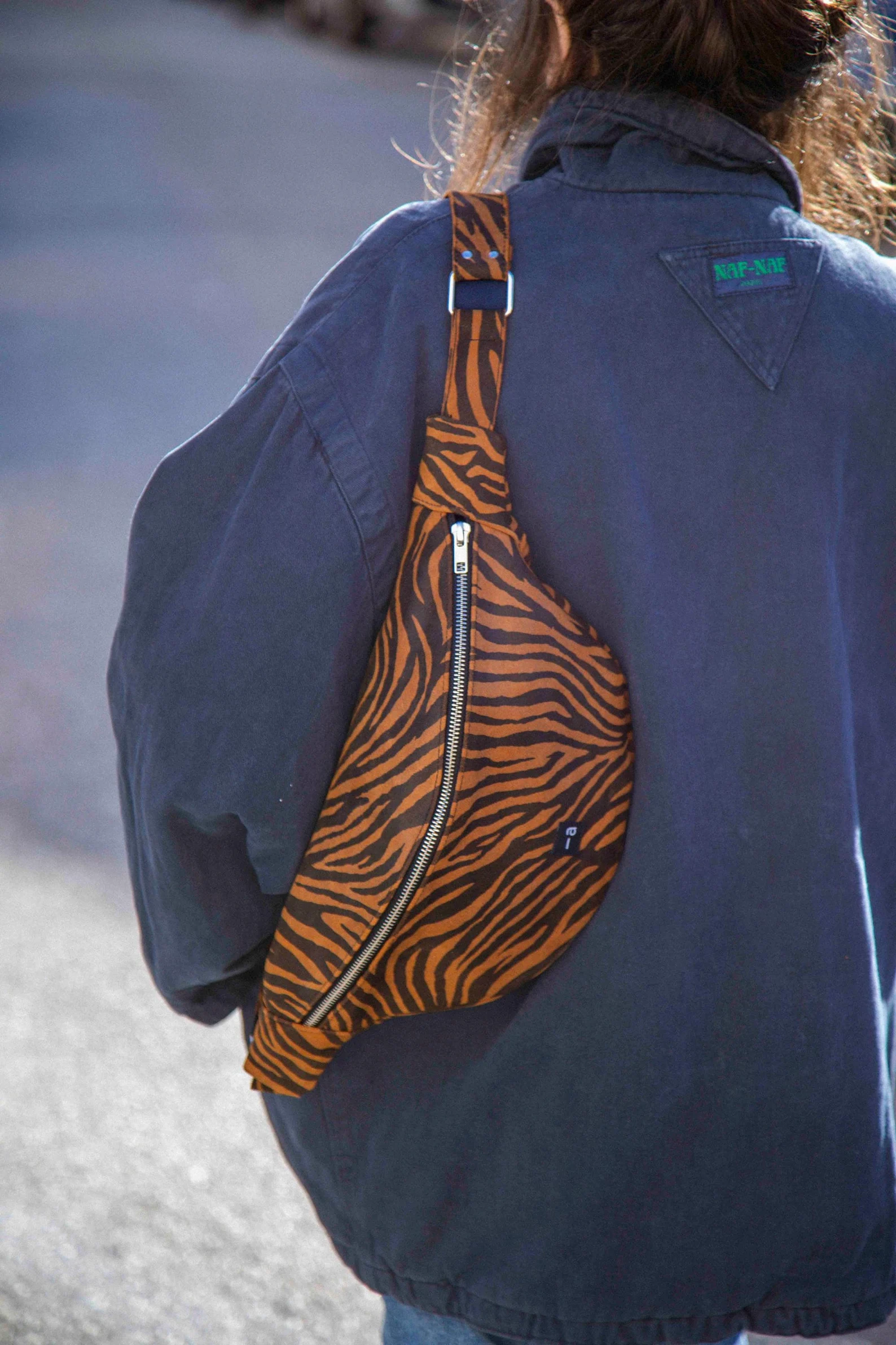 Nina Belt Bag in Grain Suede Calfskin - Brown Zebra