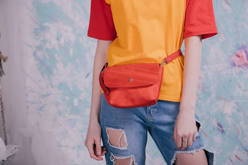 Leather Belt Bag Leather Fanny Pack Crossbody Bag Women Shoulder Bag - Image 3