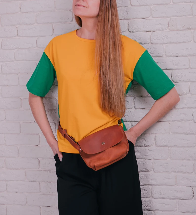 Leather Belt Bag Leather Fanny Pack Crossbody Bag Women Shoulder Bag - Image 5
