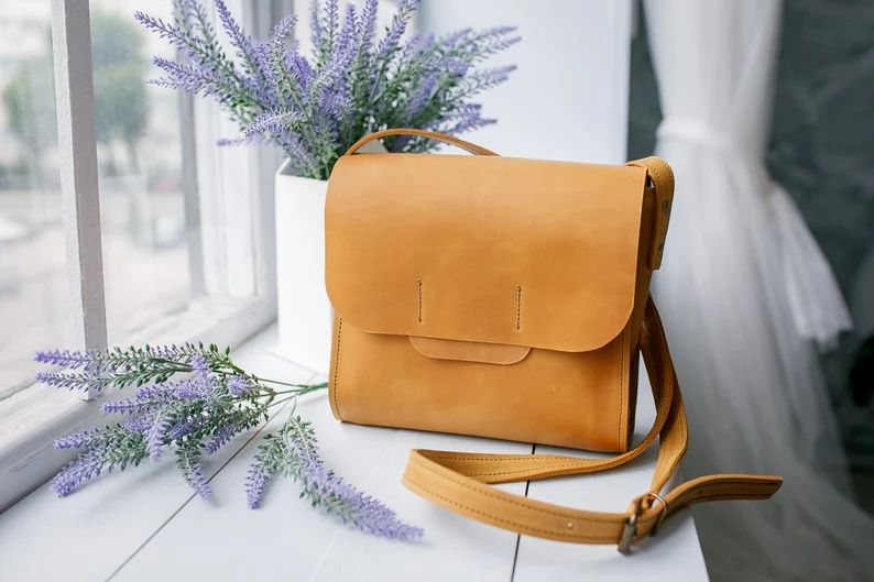 Purple Leather Crossbody Bag Women Shoulder Bag Mini Bag - Image 4