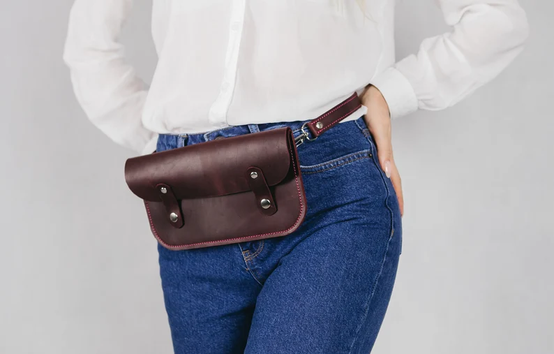 Leather Belt Bag Leather Fanny Pack Crossbody Bag - Image 7