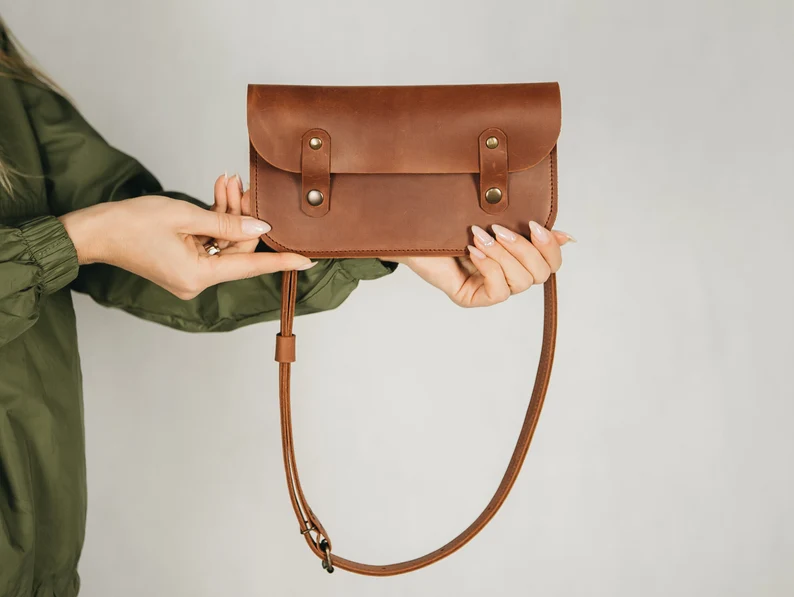 Leather Belt Bag Leather Fanny Pack Crossbody Bag - Image 8