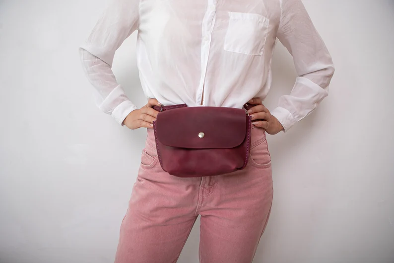 Leather Belt Bag Leather Fanny Pack Crossbody Bag Women Shoulder Bag - Image 8