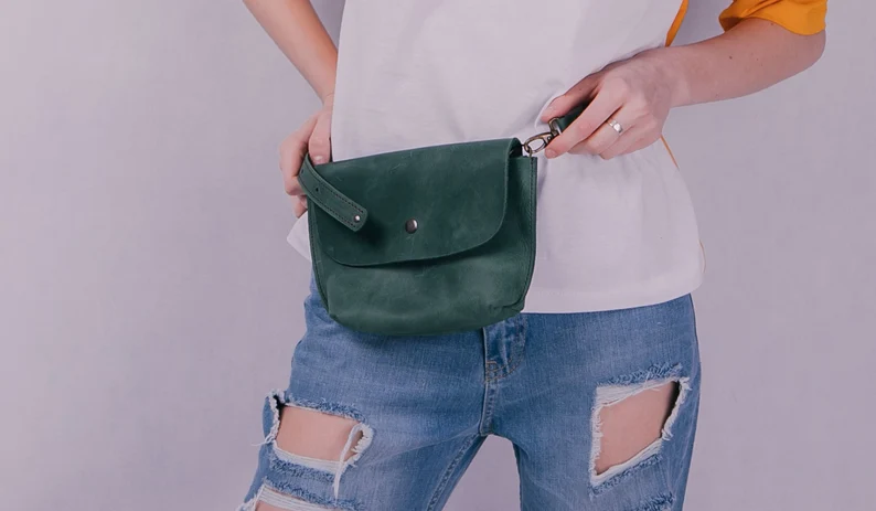 Leather Belt Bag Leather Fanny Pack Crossbody Bag Women Shoulder Bag - Image 9