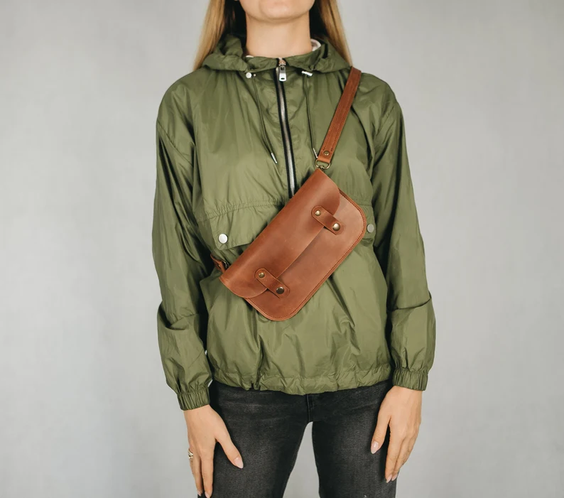Leather Belt Bag Leather Fanny Pack Crossbody Bag