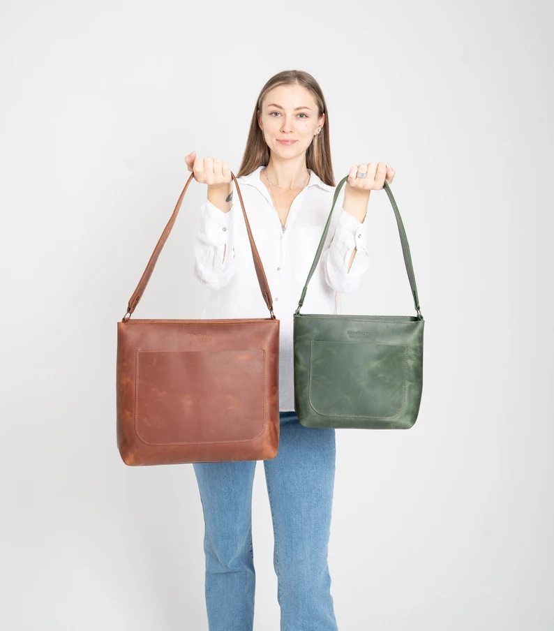 Leather Tote Bag for Women, Leather Shoulder Bag, Handmade Leather Tote - Image 4