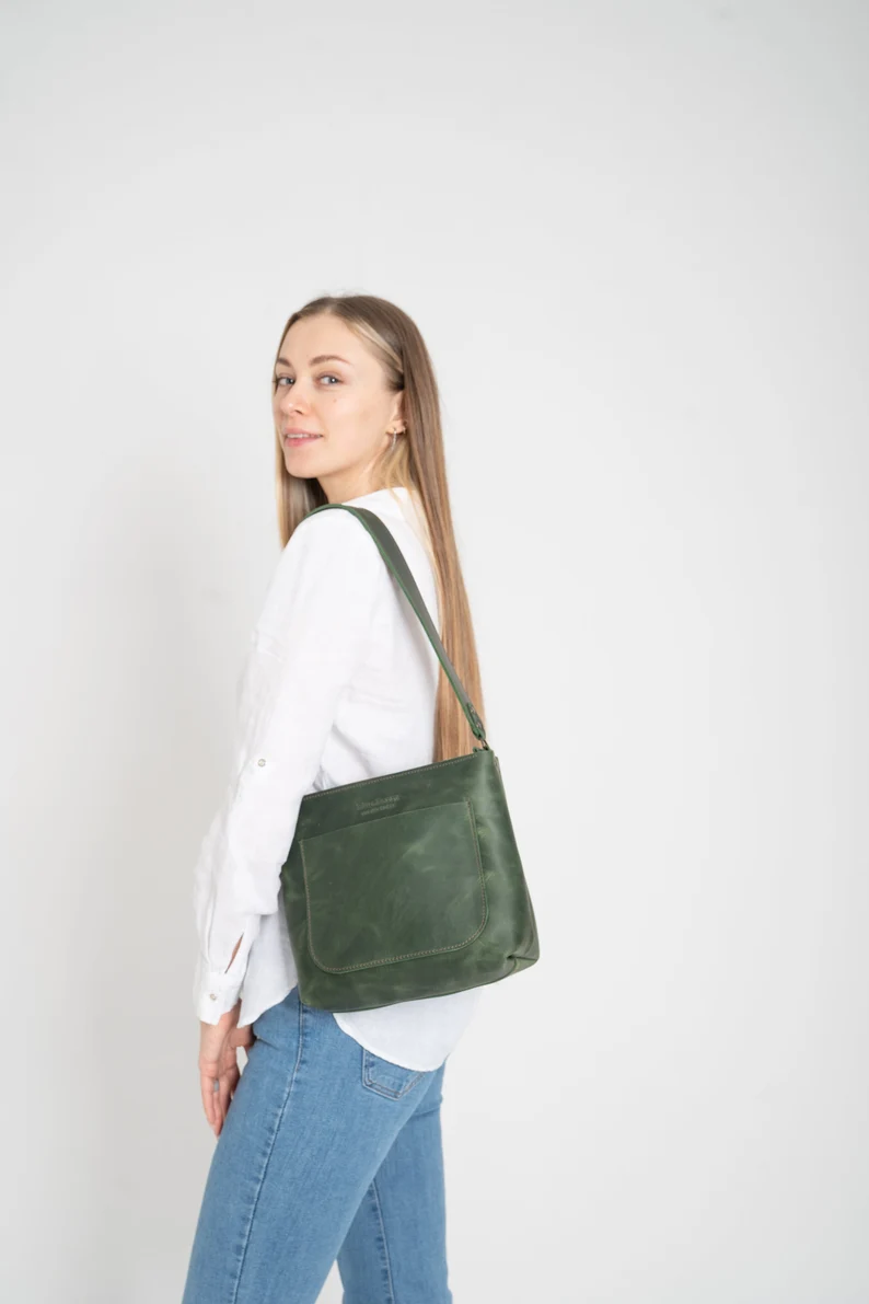 Leather Tote Bag for Women, Leather Shoulder Bag, Handmade Leather Tote - Image 9