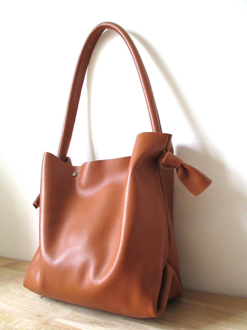 Camel leather handbag for women