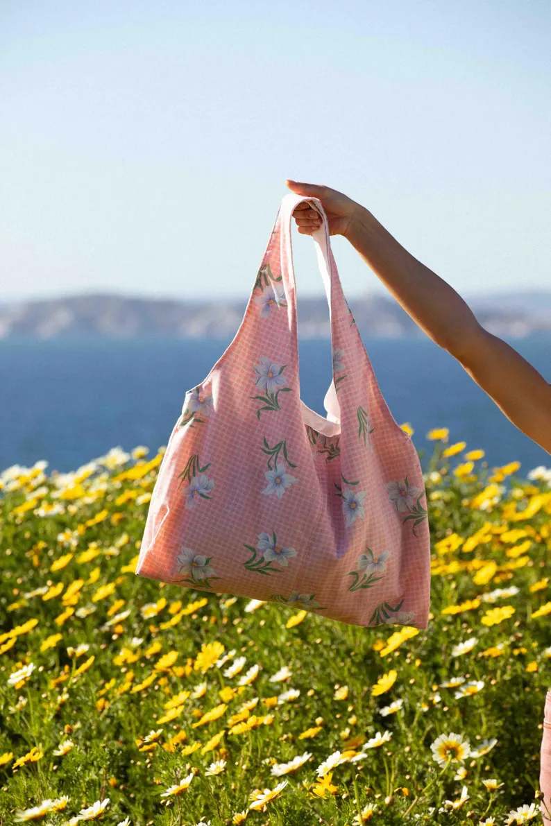 Marthe tote bag - vintage pink floral fabric