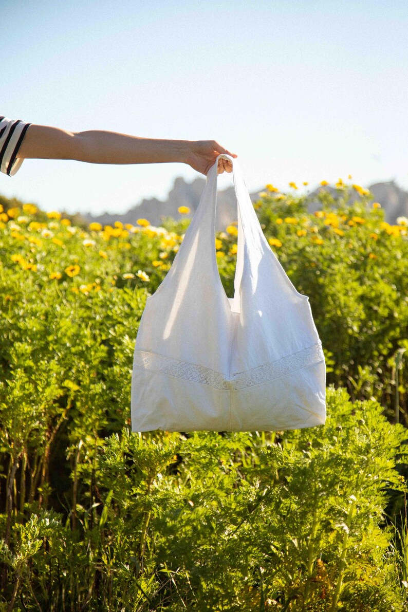 Marthe tote bag - vintage openwork fabric - Image 4