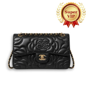 [Super Vip 1:1] Chanel Flap Bag With Camellia Flower Chain Black 26Cm